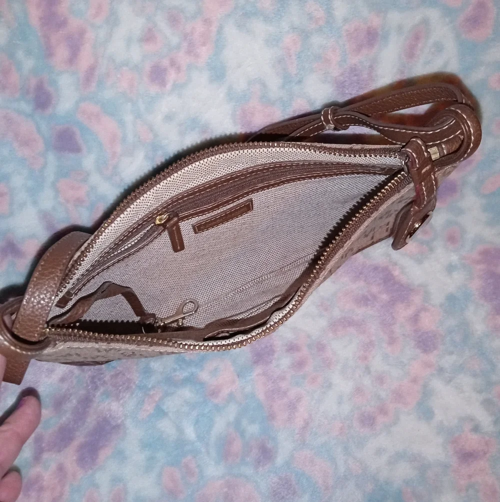 Dooney & Bourke Brown Signature Wristlet Clutch